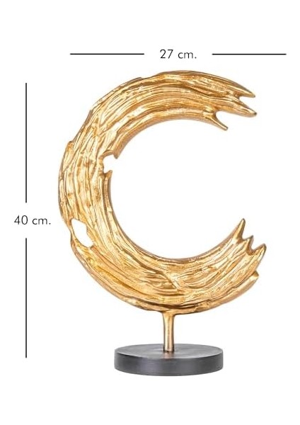 Metal Dekor Yarım Ay Figürlü Obje Gold-Siyah 27 x 14 x 40 cm . fiyatları