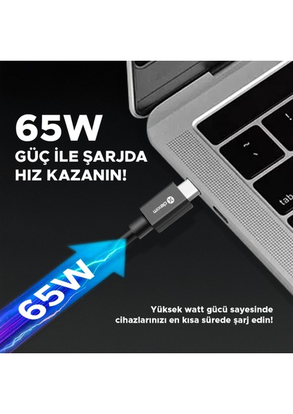 65W Pd Type C - Type C 1.2m Çift Taraflı Şarj Kablosu Pc, Tablet, Telefon - DCA0058
