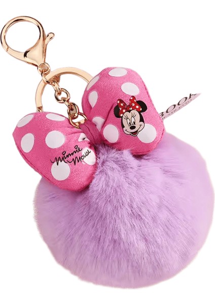 Disney Minnie Mickey Mouse Peluş Anahtarlıklar Karikatür Puantiyeli Yay Pom-Pom Anahtarlık Kolye Araba Çanta Süsü Kız Çocuk Hediye Oyuncak (Yurt Dışından)