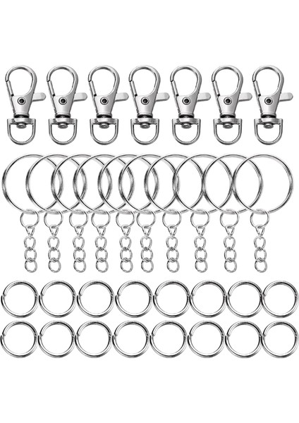 70 Adet / Takım Döner Geçmeli Kanca ve Zincir Atlama Halkaları ile Anahtar Halkaları Dıy Anahtarlık Ipi Takı Yapımı Malzemeleri Renk: Rodyum / Boyut: 14 x 32MM (Yurt Dışından)