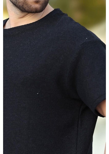 Siyah Bisiklet Yaka Oversize Erkek T-Shirt E7134 modelleri