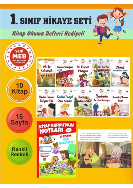 1.sınıflar Için Okumayı Sevdiren 10 Lu Hikaye Seti (Kitap Okuma Defteri Hediyeli)