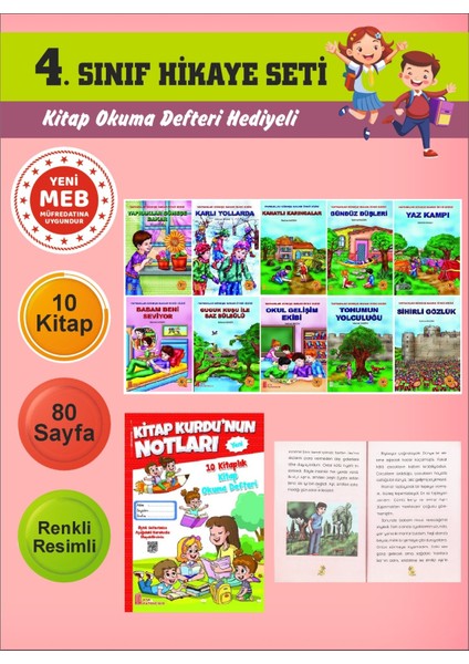 4.sınıflar Için Okumayı Sevdiren 10 Lu Hikaye Seti 5 (Kitap Okuma Defteri Hediyeli)