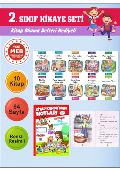 2.sınıflar Için Okumayı Sevdiren 10 Lu Hikaye Seti 15 (Kitap Okuma Defteri Hediyeli)