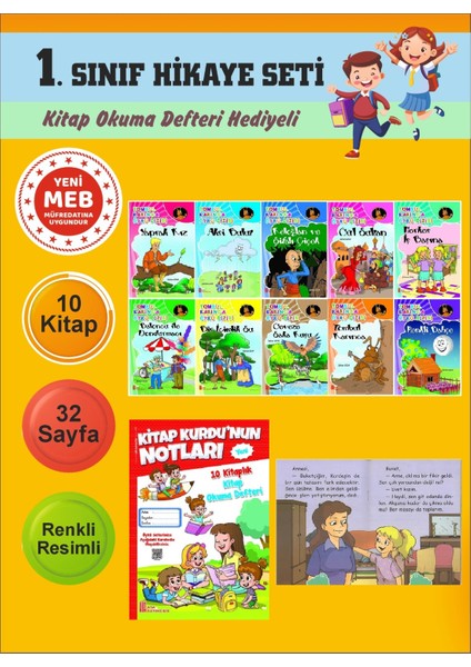 1.sınıflar Için Okumayı Sevdiren 10 Lu Hikaye Seti 14 (Kitap Okuma Defteri Hediyeli)