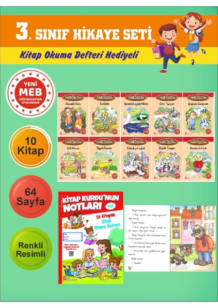 3.sınıflar Için Okumayı Sevdiren 10 Lu Hikaye Seti 14 (Kitap Okuma Defteri Hediyeli)