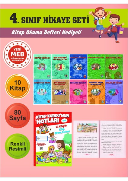 4.sınıflar Için Okumayı Sevdiren 10 Lu Hikaye Seti 7 (Kitap Okuma Defteri Hediyeli)