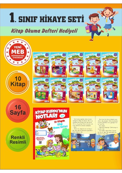1.sınıflar Için Okumayı Sevdiren 10 Lu Hikaye Seti 13 (Kitap Okuma Defteri Hediyeli)
