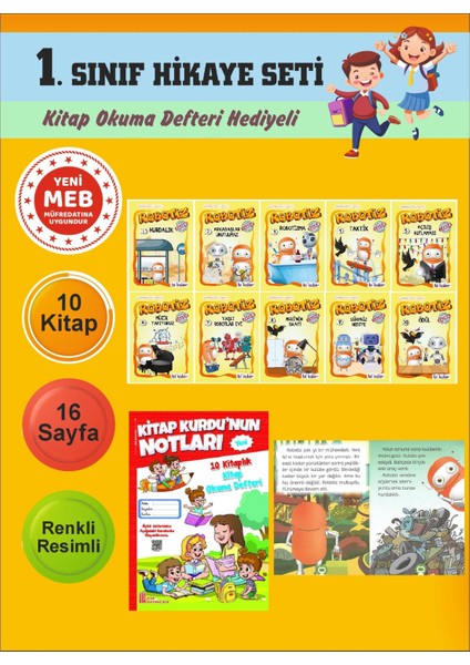 1.sınıflar Için Okumayı Sevdiren 10 Lu Hikaye Seti 11 (Kitap Okuma Defteri Hediyeli)