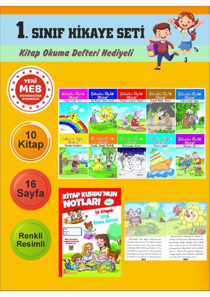 1.sınıflar Için Okumayı Sevdiren 10 Lu Hikaye Seti 13 (Kitap Okuma Defteri Hediyeli)