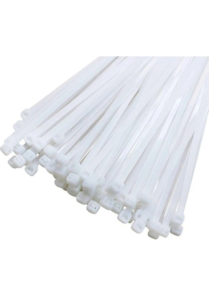 Kablo Bağı- Plastik Kelepçe - 3.6 x 300 mm - Cırt Kelepçe Beyaz 100 Adet Paket
