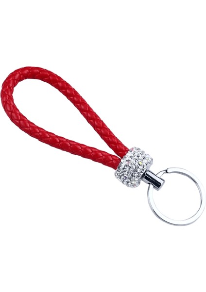 1 Adet Pu Deri Örgülü Dokuma Halat Anahtarlık Glitter Rhinestones Anahtarlık Erkekler Kadınlar Için Çok Kullanımlı Araba Anahtar Tutucu Charms (Yurt Dışından)