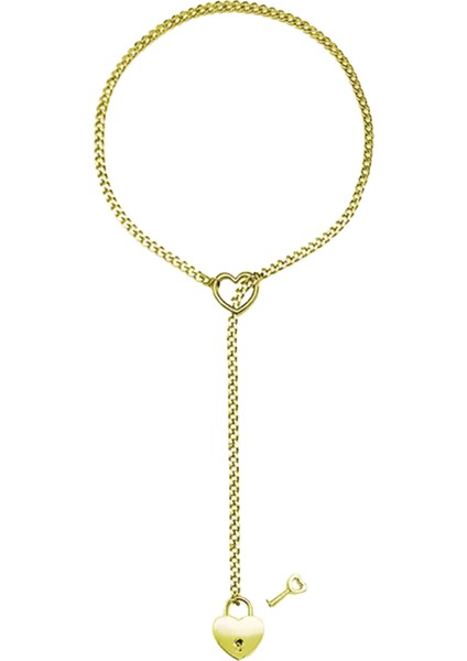 Kayma Zincir Kalp O-Ring Kolye Punk Rock Küba Uzun Kolye Kadınlar Için Takı Lariat Y-Necklace Anahtarlı Kalp Dolabı (Yurt Dışından)