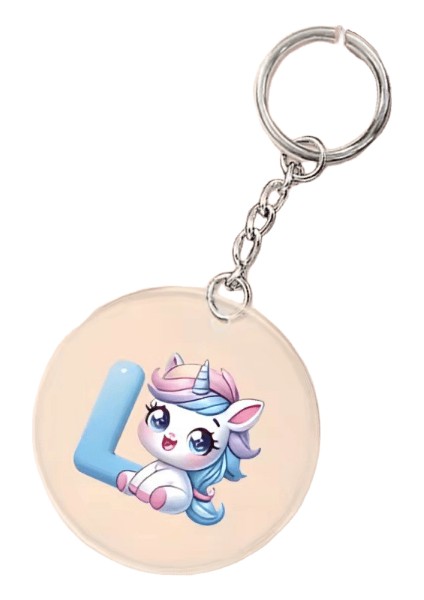 Unicornalfabe Harf Baskı Anahtarlık Akrilik Dairesel Anahtarlık Günlük Moda Dairesel Anahtarlıklar Arkadaşa En Iyi Hediye (Yurt Dışından)