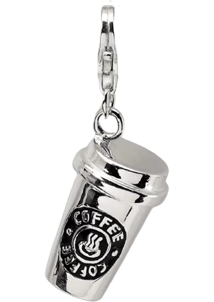 3D Kahve Fincanı Kolye Anahtarlık Kadınlar Erkekler Için Antik Gümüş Renk Charm Dıy Takı Bulgular Anahtarlık Aksesuarları Hediyelik Eşya Hediye (Yurt Dışından)