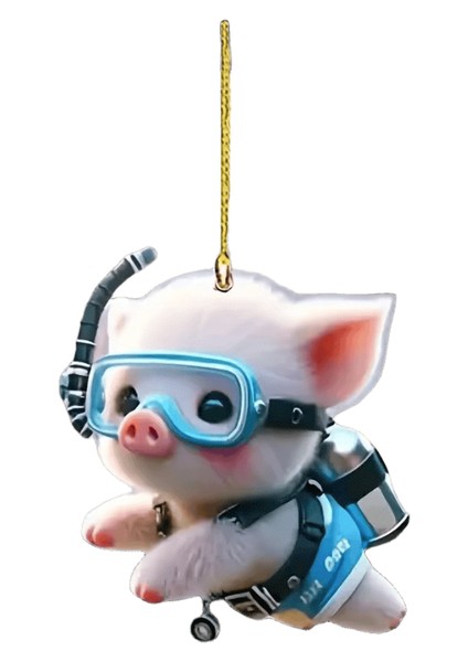 Sevimli Dalış Piglet Anahtarlık Çok Yönlü Charm Karikatür Piggy 2d Akrilik Kolye Araba Aynası, Sırt Çantaları, Festival, Parti, Hediye Dekoru Için Renk: Dalış Piglet (Yurt Dışından)