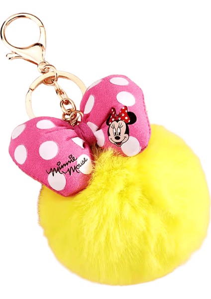Disney Minnie Mickey Mouse Peluş Anahtarlıklar Karikatür Puantiyeli Yay Pom-Pom Anahtarlık Kolye Araba Çanta Süsü Kız Çocuk Hediye Oyuncak (Yurt Dışından)