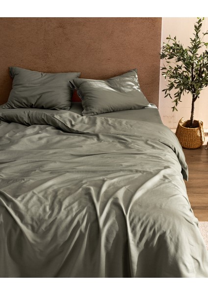 Songe Family Size %100 Pamuk Chambre Baskılı Nevresim Takımı - Haki fiyatları