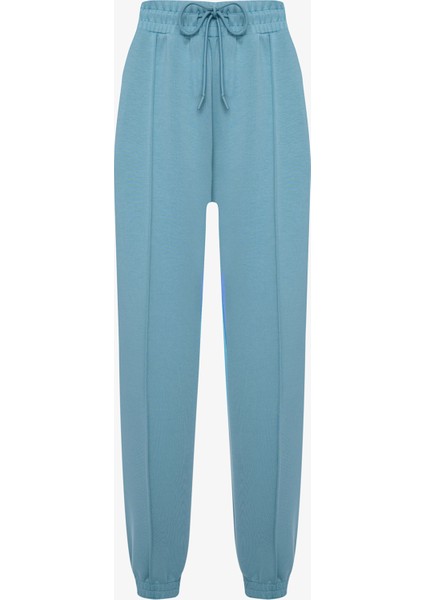 Yeşil Yüksek Bel Lastikli Paça Cepli Silky Touch Eşofman Altı indirimleri