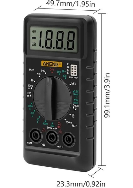 DT-182 Dijital Mini Multimetre Dc/ac Gerilim Akım Ölçer El Cep Voltmetre Ampermetre Diyot Triode Tester Multitester (Yurt Dışından)