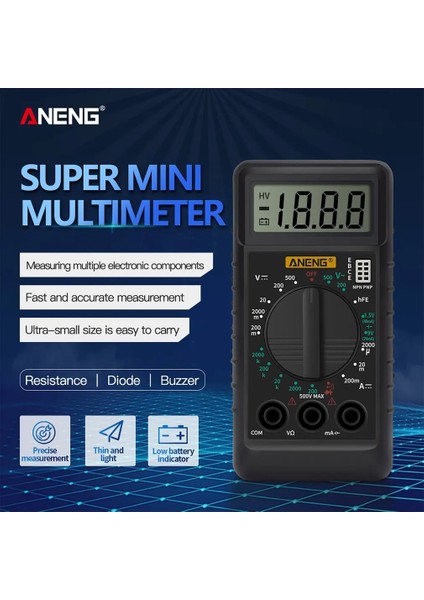 DT-182 Dijital Mini Multimetre Dc/ac Gerilim Akım Ölçer El Cep Voltmetre Ampermetre Diyot Triode Tester Multitester (Yurt Dışından)