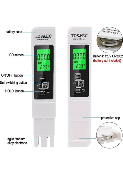 Mavi Değil Arka Işık Taşınabilir Su Tds Metre Kalem Ec Iletkenlik Test Cihazı Su Kalitesi Monitörü Içme Suyu Gübre Konsantrasyonu Için (Yurt Dışından) modelleri