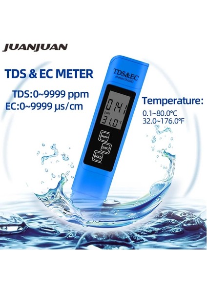 Beyaz 3'ü 1 Arada Tds Ec Test Cihazı 0-9990PPM Tds/ec/sıcaklık Ölçer Iletkenlik Dedektörü Su Kalitesi Monitörü Saflık Ölçüm Aracı Havuz Için 20% Kapalı (Yurt Dışından) modelleri