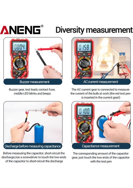 SZ302 Kırmızı Aneng SZ302 SZ301 Dijital Multimetre 2000 Sayım Profesyonel Akıllı Multimetro Otomatik Voltmetre Ac Dc Gerilim Direnç Test Cihazları (Yurt Dışından)