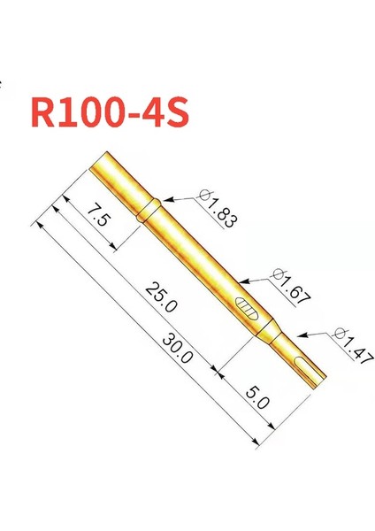 R100-4S 20 Adet/torba Yay Testi Pimi P100-A2 A3 B1 E2 E3 H2 H3 H4 H5 J1 Q1 Q2 T2 Lm2 LM3DIŞ Çap 1.36MM Uzunluk 33.5mm Pcb Probu (Yurt Dışından)