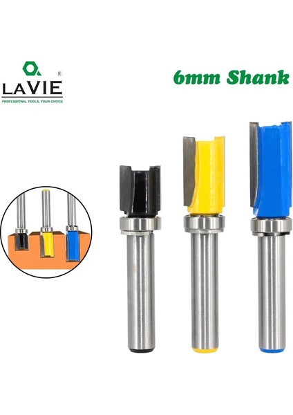 6X12.7X10 Lavıe 6mm Shank Gömme Trim Yönlendirici Bit Desen Bit Üst Alt Rulman 12MM Bıçak Şablonu Ahşap Freze Kesici Marangoz MC06080 (Yurt Dışından) modelleri
