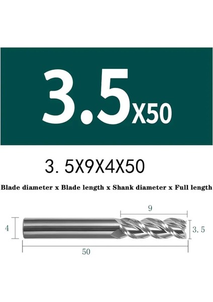 1 Adet 3.5X50L 1 Adet Kesme HRC55 3 Flüt 4mm 5mm 6mm 8 12MM Alaşımlı Değirmen Tungsten Çelik Cnc Freze Kesicisi Uç Değirmen Karbür Alüminyum Bakır (Yurt Dışından)