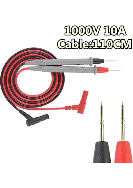 1000V 10A Uç 1 Çift Dijital Multimetre Probu Yumuşak Silikon Tel Iğne Ucu Timsah Klipsli Evrensel Test Uçları LED Test Cihazı Için Multimetre (Yurt Dışından)