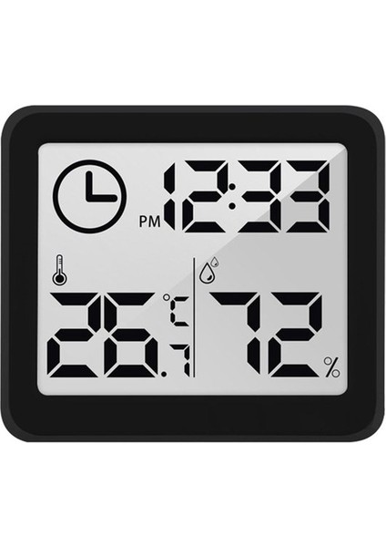 Siyah Termohigrometre Ultra-Ince Basit Akıllı Ev Elektronik Dijital Termometre Higrometre LCD Dijital Duvar Saati (Yurt Dışından)