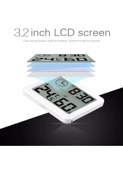 Siyah Termohigrometre Ultra-Ince Basit Akıllı Ev Elektronik Dijital Termometre Higrometre LCD Dijital Duvar Saati (Yurt Dışından) modelleri