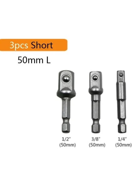 3 Adet (Kısa) 1/4 "3/8" 1/2 "soket Adaptörü Uzatma Matkap Ucu Cr-V Çelik 1/4" Altıgen Şaft Anahtarı Soket Uzatma Çubuğu Seti Elektrikli El Aletleri (Yurt Dışından)