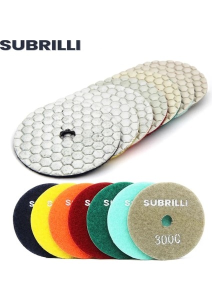 800 Subrıllı 3 "elmas Parlatma Pedi Kuru/ıslak Aşındırıcı Disk Cila Tekerleği Beton Taş Mermer Granit 80MM Parlatma Buff Aracı (Yurt Dışından)