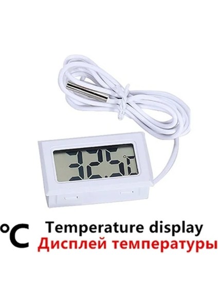 Tel Beyaz T Termometre Higrometre Sensörü Ölçer Ölçer Mini Kapalı Araba Taşınabilir Dijital LCD Izleme Ekranı Nem Sıcaklık Dedektörü (Yurt Dışından)