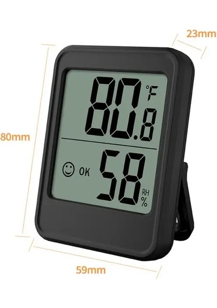 MC40 Siyah LCD Dijital Termometre Higrometre Termostat Iç Mekan Sıcaklık Sensörü Nem Ölçer Ölçer Aletleri Dış Hava Istasyonu (Yurt Dışından)