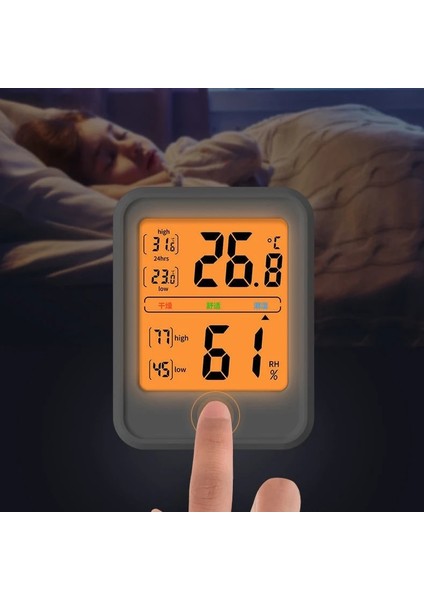 MC40 Siyah LCD Dijital Termometre Higrometre Termostat Iç Mekan Sıcaklık Sensörü Nem Ölçer Ölçer Aletleri Dış Hava Istasyonu (Yurt Dışından)