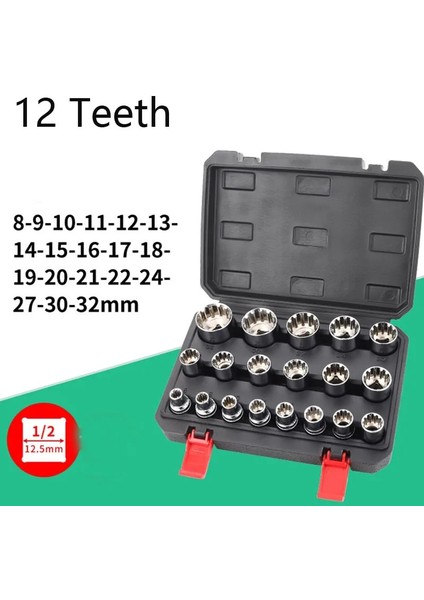 1 Adet-8mm 12 Nokta Diş Cırcır Soket Kafası 1/2 Inç Sürücü Evrensel Socke Seti Metrik Torx Anahtar Soket Çeşitli Modeller Için Somun Temizleme Aracı (Yurt Dışından)