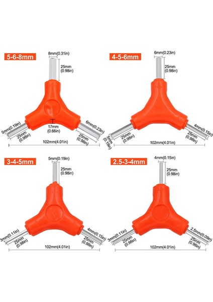 2.5-3-4mm 1 Adet Altıgen Bisiklet Anahtarı 2.5-6mm Altıgen Tornavida Mini Taşınabilir Bakım Aracı Bisiklet Edc Cr-V Garaj Üçgen Araçları Dıy (Yurt Dışından)