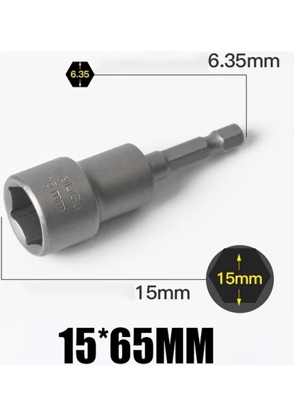 15MM x 65MM 1 Adet 3MM-24MM Altıgen Darbe Soketi Manyetik Olmayan Somun Tornavida Seti 1/4 6.35MM Anahtarı 65MM Uzun Adaptör Elektrikli Matkap Soket Kiti (Yurt Dışından)