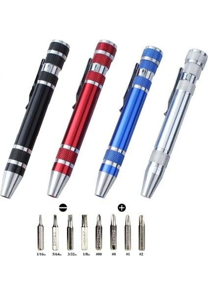 Kırmızı Çok Fonksiyonlu Onarım Çok Fonksiyonlu Tornavida Aracı Kalem Alüminyum Alaşımlı Tornavida 8-In-1precision Set Uygun Onarım Araçları (Yurt Dışından) fiyatları