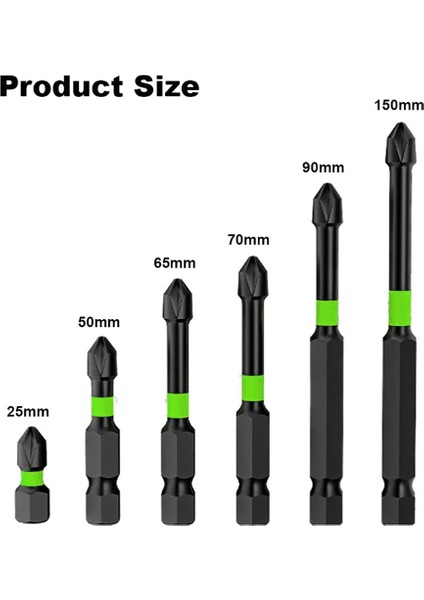 2 Adet 2/4/6 Adet Manyetik Toplu Kafa Darbe Güçlü Çapraz Yüksek Sertlik 25/50/65/70/90MM Anti Kaymaz Su Geçirmez Ph2 Tornavida Seti (Yurt Dışından)