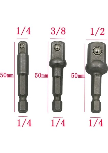 3 Adet 3 Adet 1/4 3/8 1/2 "hex Elektrikli Matkap Ucu Sürücü Soket Uçları Seti Adaptör Anahtarı Kol Uzatma Çubuğu Elektrikli Tornavida Uçları Aracı (Yurt Dışından)