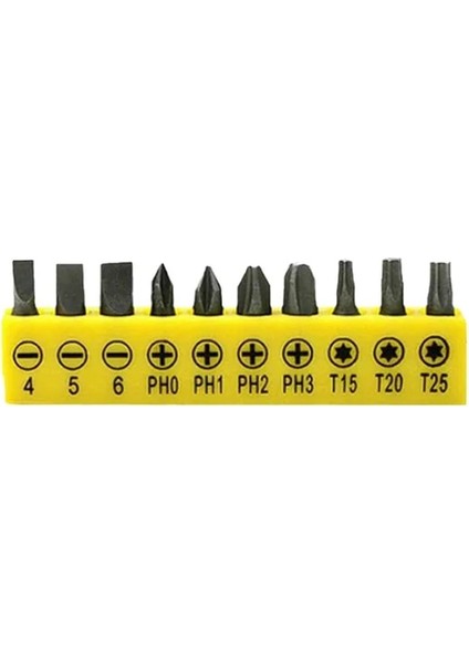 10 Adet 25MM Tornavida Ucu Seti Çok Fonksiyonlu Çok Yönlü Tornavidalar Uzatma Çubuğu Alet Takımı Oluklu/ph/torx Çapraz Matkap Ucu Kafa T20 (Yurt Dışından)
