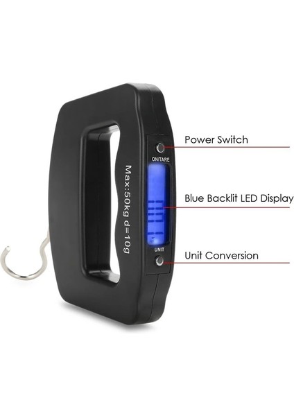 Bagaj Ölçeği 50KG/10G Taşınabilir Bagaj Ölçeği Dijital Elektronik Balık Oltası Asılı Terazi El Düzenlenen Ağırlık Denge Aracı Arkadan Aydınlatmalı (Yurt Dışından) fırsatları