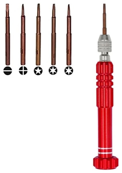 Kırmızı El Aletleri 5in1 Tornavida Seti Mini Tornavida Tamir Kiti Manyetik Minik Hassas Tornavida Seti Elektronik Cep Telefonu Için (Yurt Dışından)