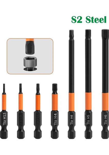 H3X100MM 50/100MM Altıgen Kafa Allen Anahtarı Matkap Uçları 1/4 "shank Manyetik Tornavida Bit Seti Elektrikli Altıgen Bit Tornavida Soket Bit (Yurt Dışından)