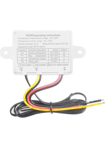 Ac 110V-220V Iso W3002 Dijital Sıcaklık Kontrol Cihazı Termostat Ac 110V 220V Termoregülatör Akvaryum Kuluçka Sıcaklık Regülatörü (Yurt Dışından)